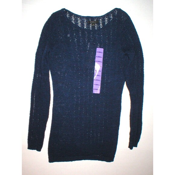New Rachel Zoe Open Weave Sweater Dark Blue Navy M Womens Karla Top Designer Med - Picture 1 of 4